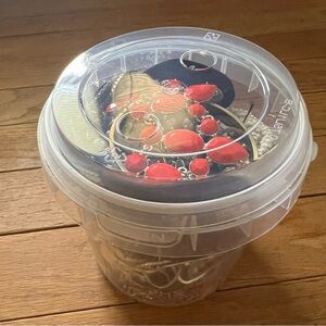 Assorted Costume Jewelry Lot with Coral Red Accents